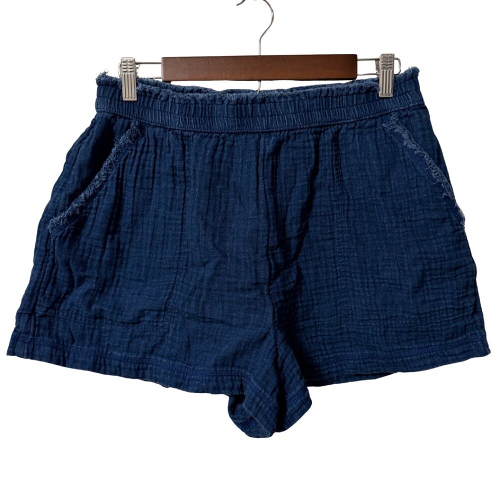 Aerie Gauzy High Waisted Shorts Navy Blue | 100% Cotton | Size Large